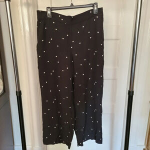 Loft Women's Polka Dot Wide Leg Pull On Pants Size Medium Casual Lightweight NWT